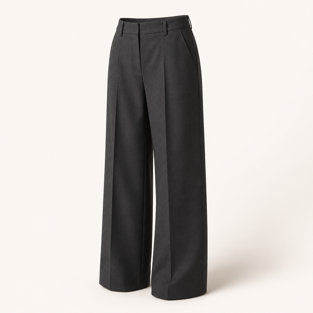 Charcoal tailored wide-leg trousers